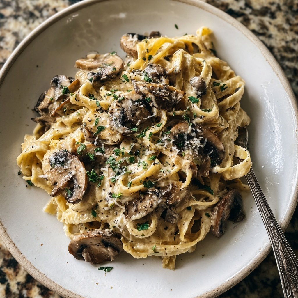 Valentine Dinner Creamy Mushroom Pasta