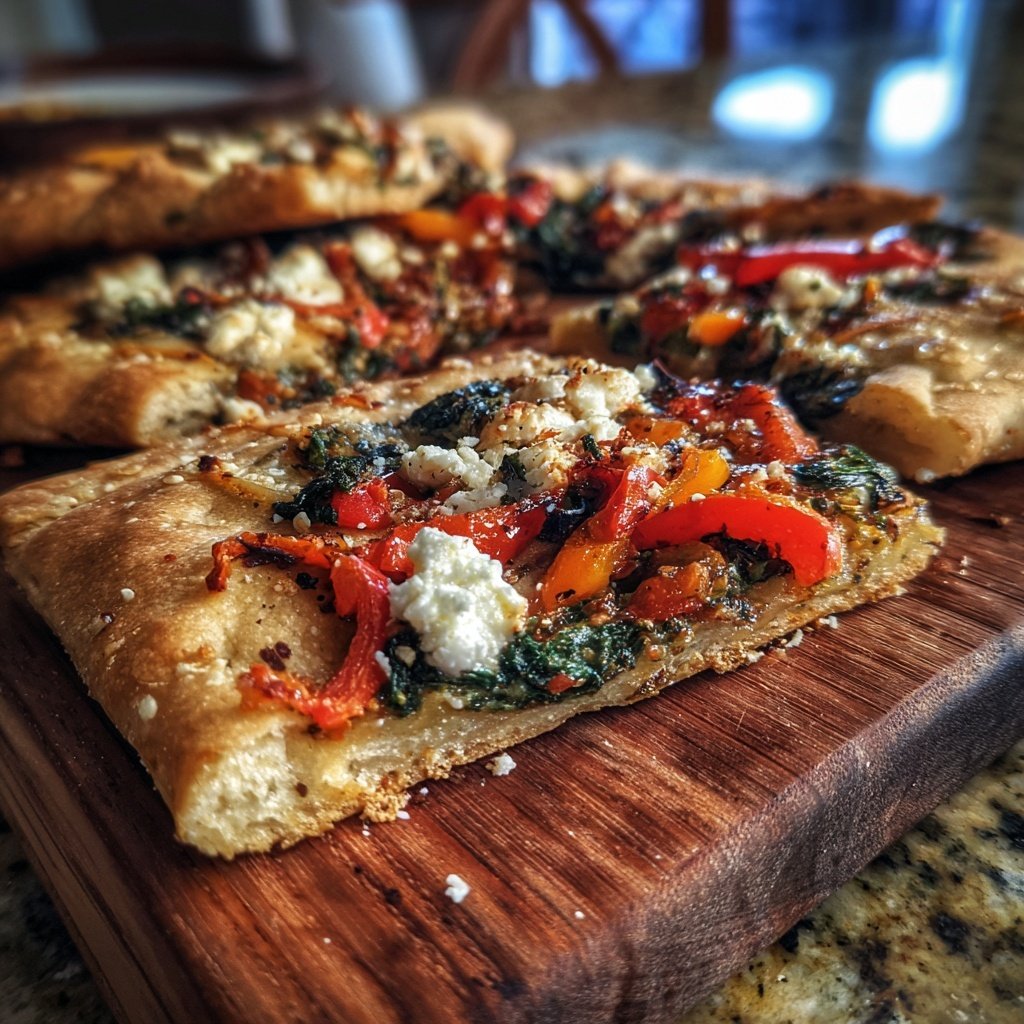 Baked Veggie Stuffed Flatbread Squares