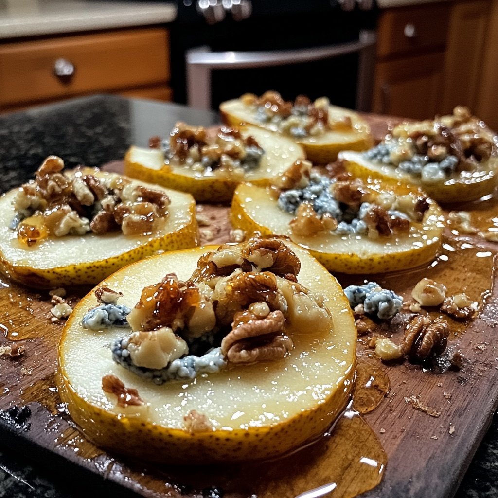 Easy Roasted Pears with Blue Cheese, Walnuts and Honey