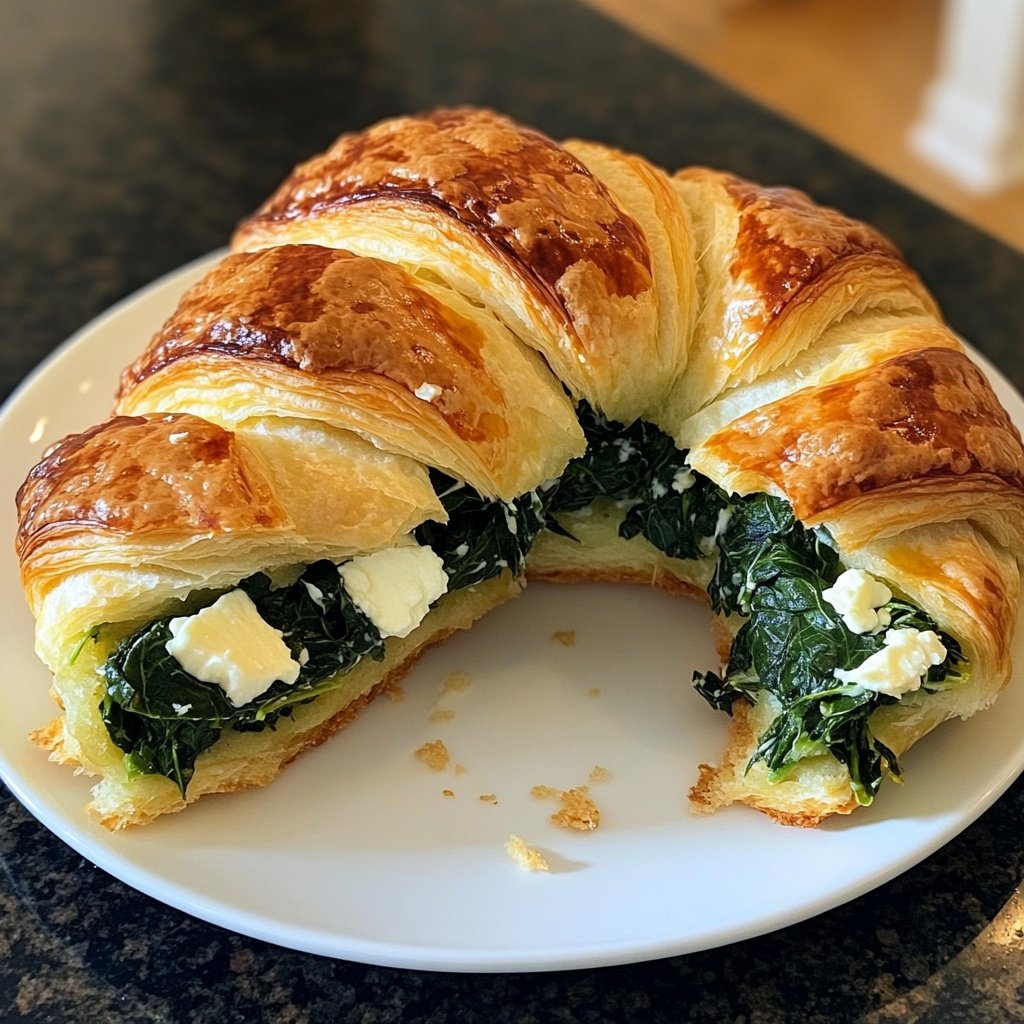 Healthy Spinach and Feta Croissant
