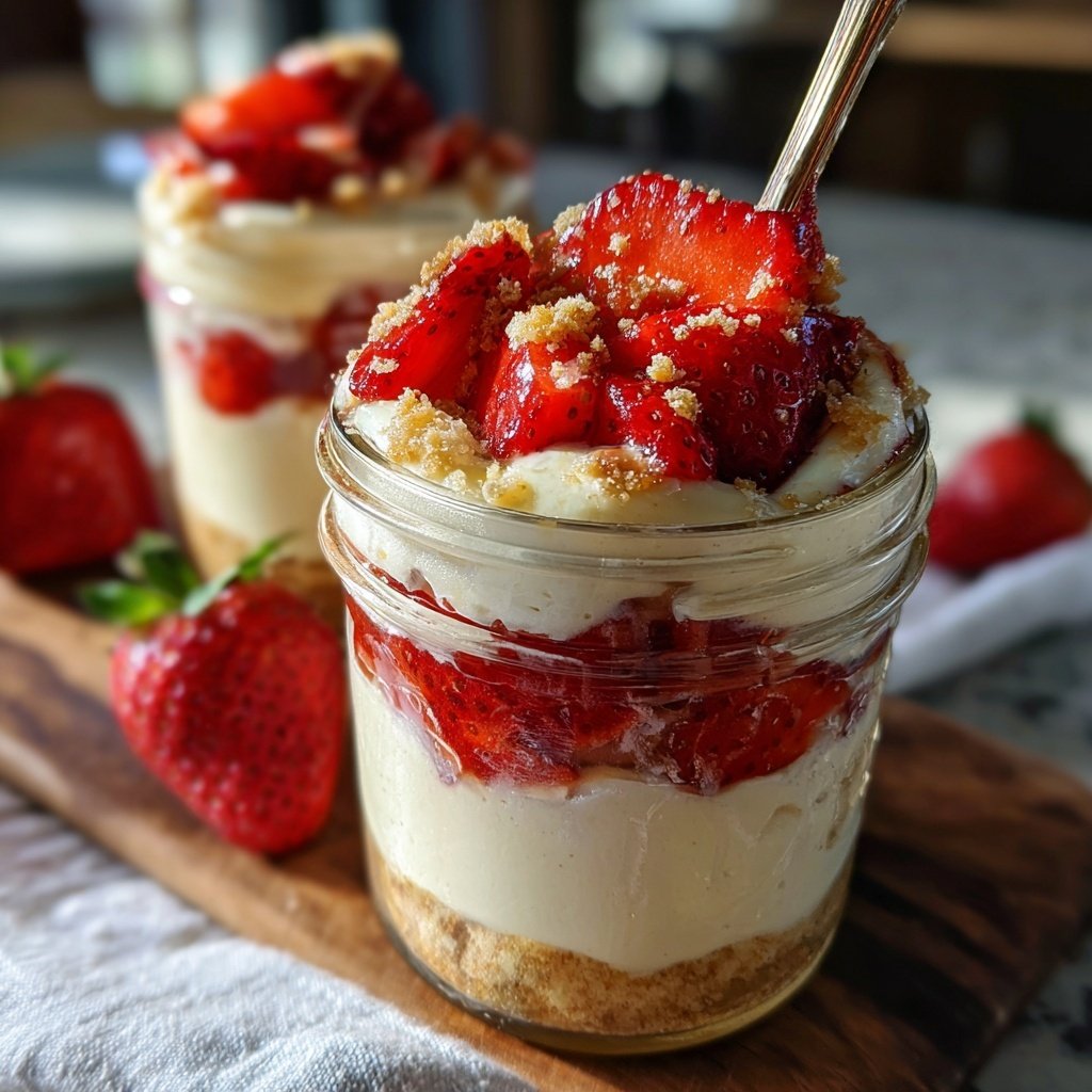 Strawberry Cheesecake Breakfast Jars